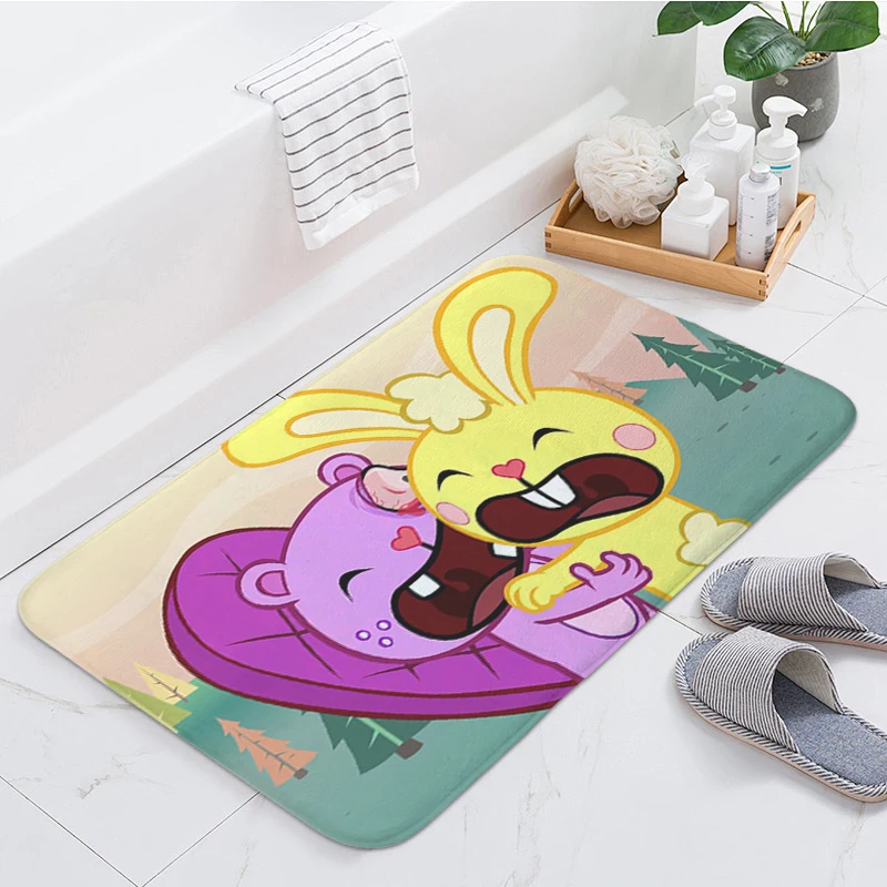 Bathroom Floor Carpet Happy D-Tree Friends Cute Living Room Mat Custom Doormat Entrance Door Balcony Hallway Bedroom Rug Home