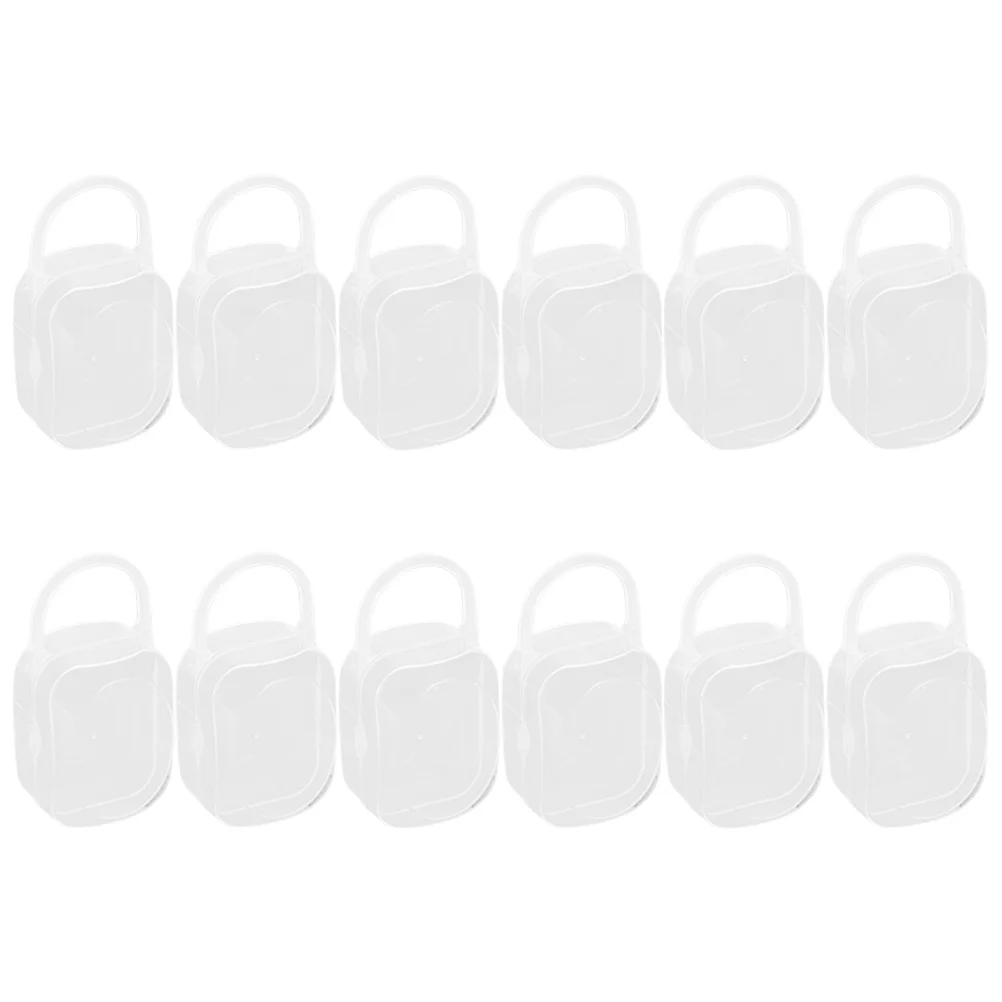 

12Pcs Portable Pacifier Carrier Transparent Baby Pacifier Container Case Travel Reusable Plastic Storage Box Soother Case