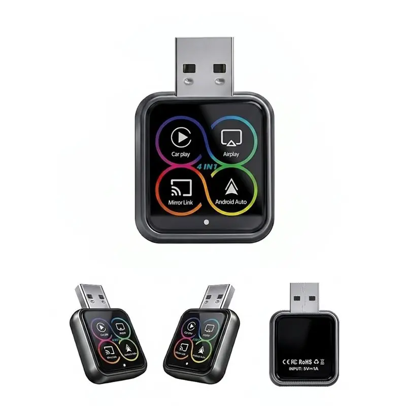 A02Q-Wireless For Carplay Adapter 4In1 Android Auto/Airplay Mirror Link/USB Dongle AI Box For Car Supports Wired Connection