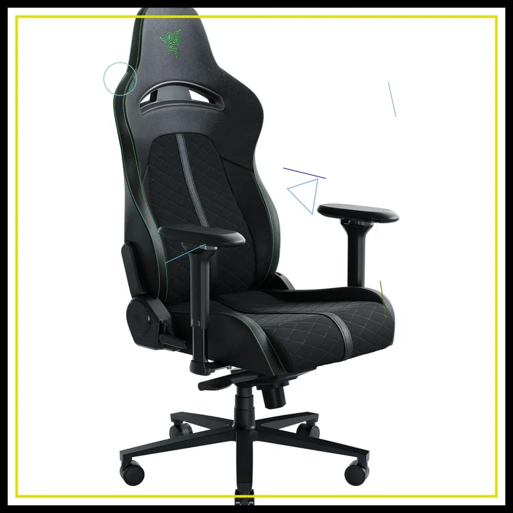 

Комфортное игровое кресло на весь день с поясничной поддержкой, оптимизированной подушкой, экологичной кожей и углом наклона 152 градуса, черно-зеленое
