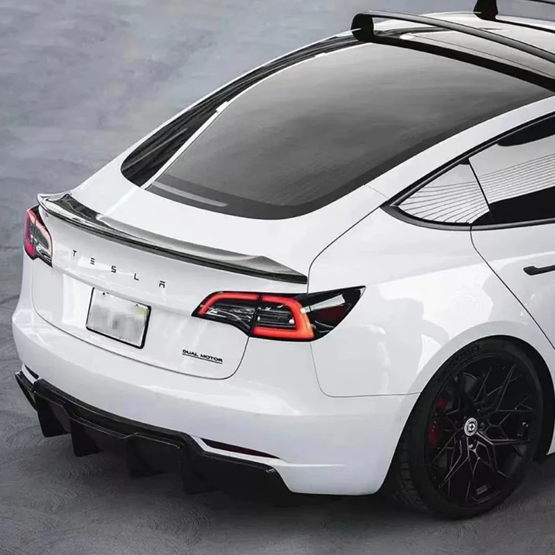 For Tesla Model 3 High Quality True Carbon Fiber Rear Luggage Lid Spoiler Wing Sport Modification Kit 2017 18 19 2020 21 22 2023