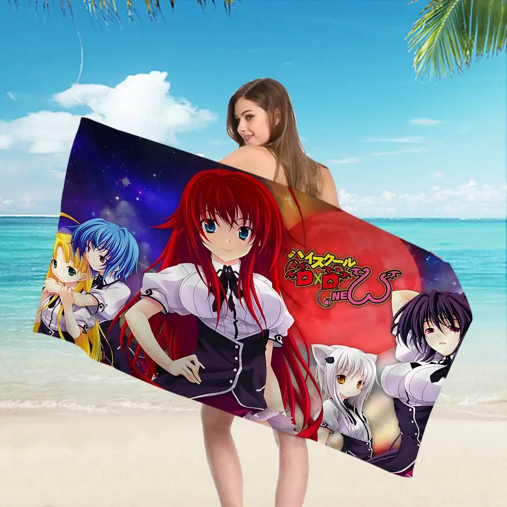 H-High S-School DxD Anime Microfiber Blanket Quick Drying Beach Towels Oversized Printing Super Absorbent Pool Towel Blanket