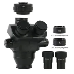 7X-50X Continuous Zoom Stereo Microscope Trinocular Microscope Head 0.5X C mount Lens Adapter Focus Adjustable For PCB Soldering