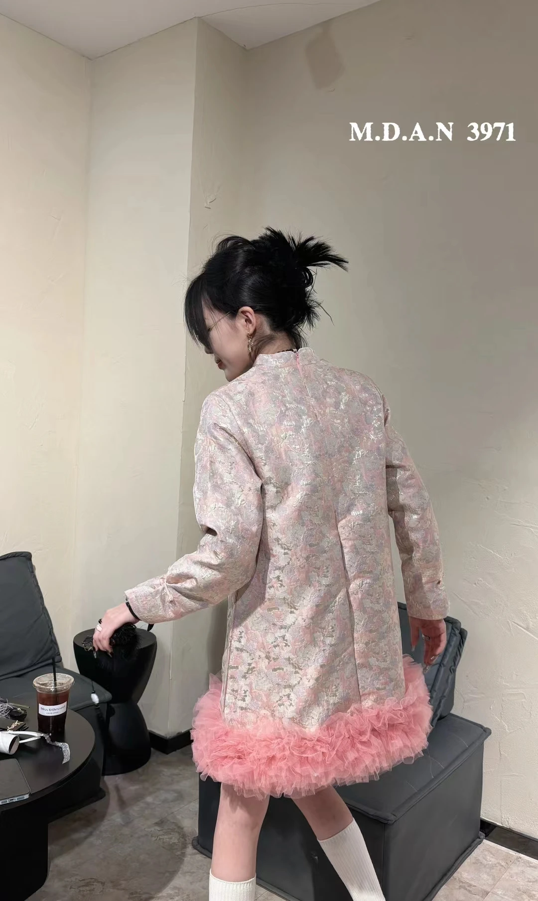 تحسين النمط الصيني تشيباو للنساء الربيع والخريف الساتان الجاكار النمط الوطني زر الحرفية الثقيلة فستان فضفاض أنيق #5