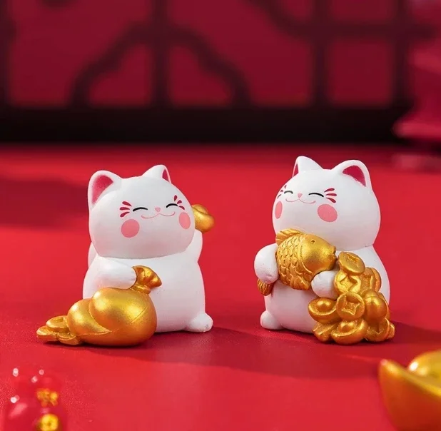 

decorative accessories mini rich desktop car small ornament Micro landscape creative cute lucky cat doll,