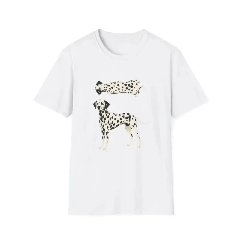 Spotted Dog Artwork Minimal Pet Tee Dalmatian Illustration T-Shirt Summer Casual Loose and Breathable Print T-shirt Top Unisex