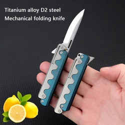 Titanium Alloy Sharp D2 Steel Mechanical Folding Knife Outdoor Camp EDC Fruit Knife Unboxing Snake Shaped Knife with Gift Box