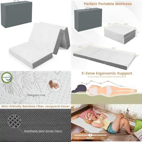 Colchón plegable de 4 pulgadas con infusión de gel, funda de bambú y bolsa de transporte, certificado CertiPUR-US, colchón plegable refrescante para Comfo