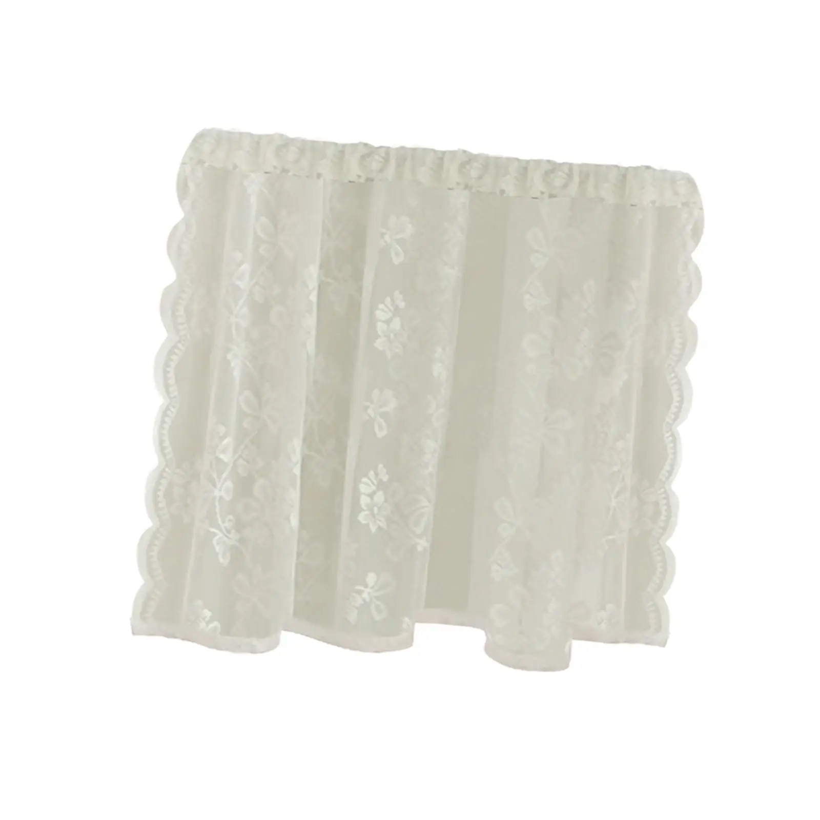 White Lace Floral Curtain Window Tulle Curtain Elegant Window Panel Filter Sunlight Drapery Decoration for Farmhouse Yard