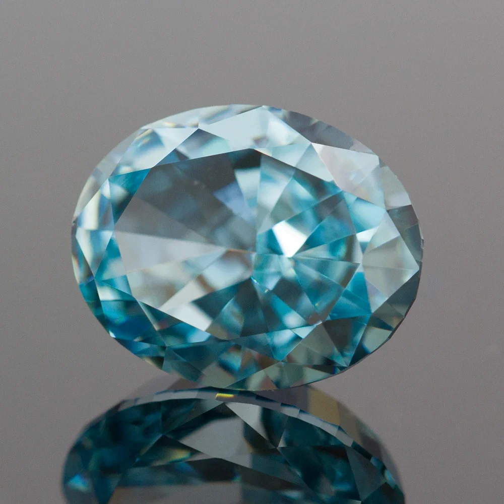 Cubic Zirconia Light Aquamarine Oval Shape 4k Crushed Ice Cut Top Grade Synthetic Loose High Quality For Jewelry Making