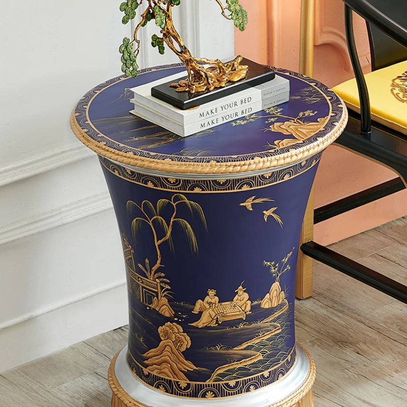 

Negotiation Small round Coffee Table Chinese French European Blue Painted Sofa Small Corner Table