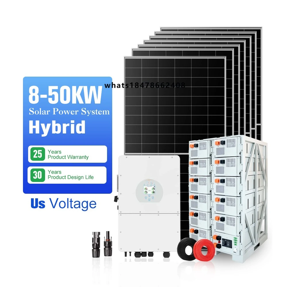 Complete Set On-Grid Hybrid Solar Power System 10KW 30KW 50KW Smart Home  Lithium Ion Pure Sine Wave Inverter