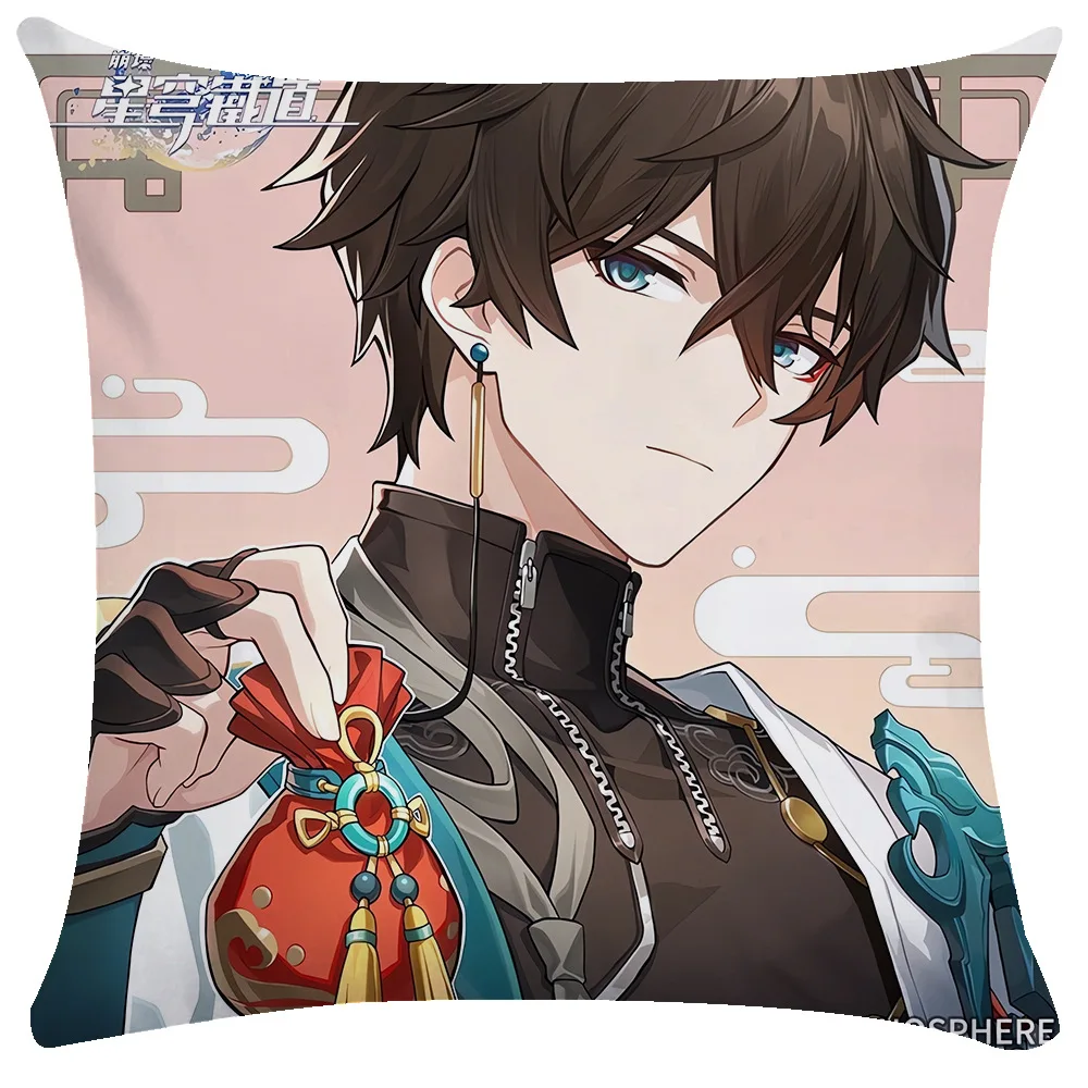 Game Honkai Star Rail March 7th BaiLu Anime Character Pillowcase Cosplay 3D Peachskin Plush Accessories Halloween Gifts For Kids