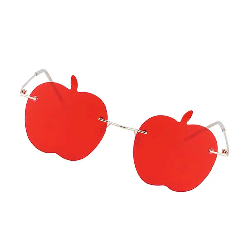 

Apple Frameless Sunglasses Lightweight Fashion Eyewear Women Party Glasses Photo Prop Novelty Retro Shape Decorative Rimless