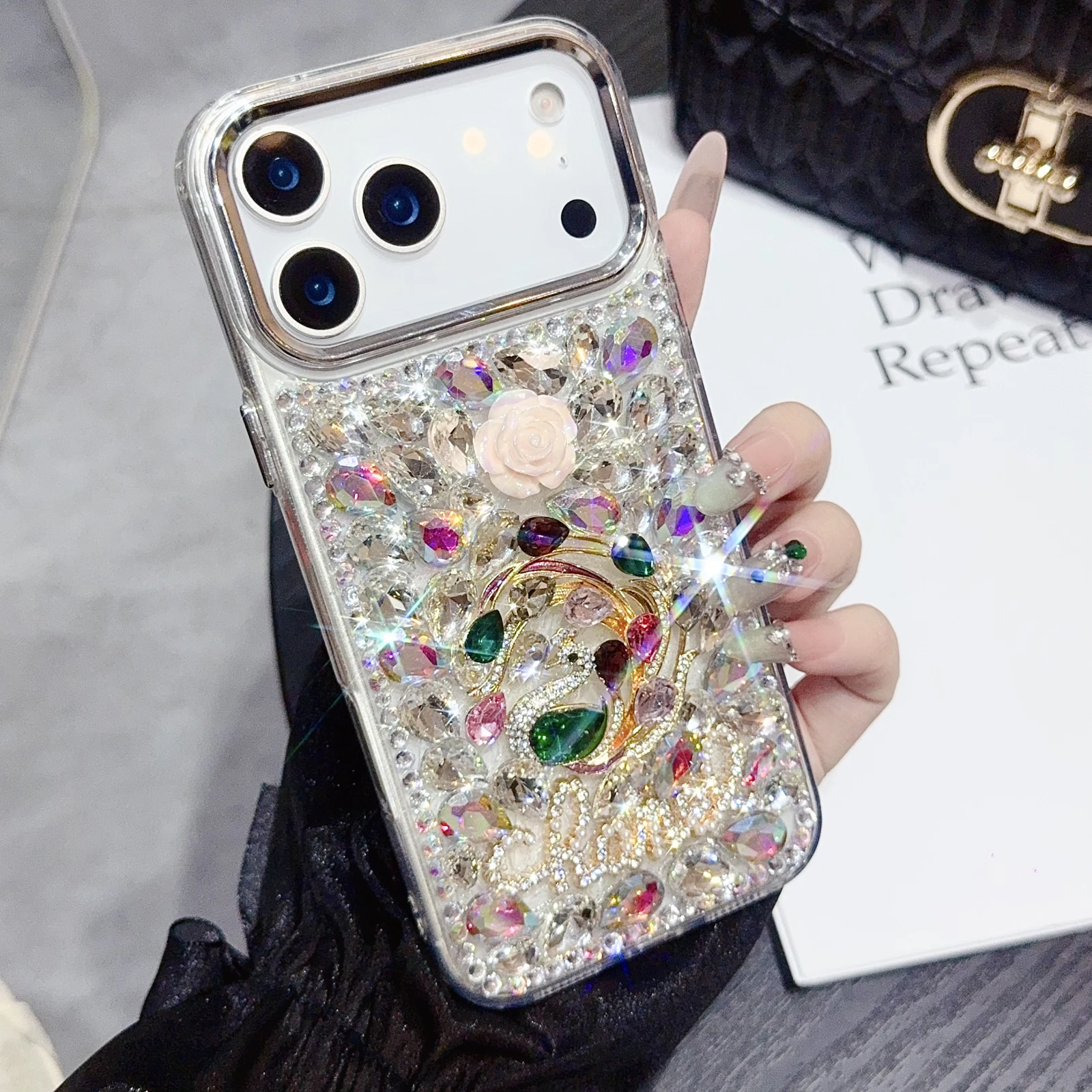 Coque de tlphone en diamant pour Tecno Spark 40 30 Pro G01 GO 2 Pova 6 Neo POP 9 6 GO 10 Camon 15 17 19 20 30 Pro, fleur strass