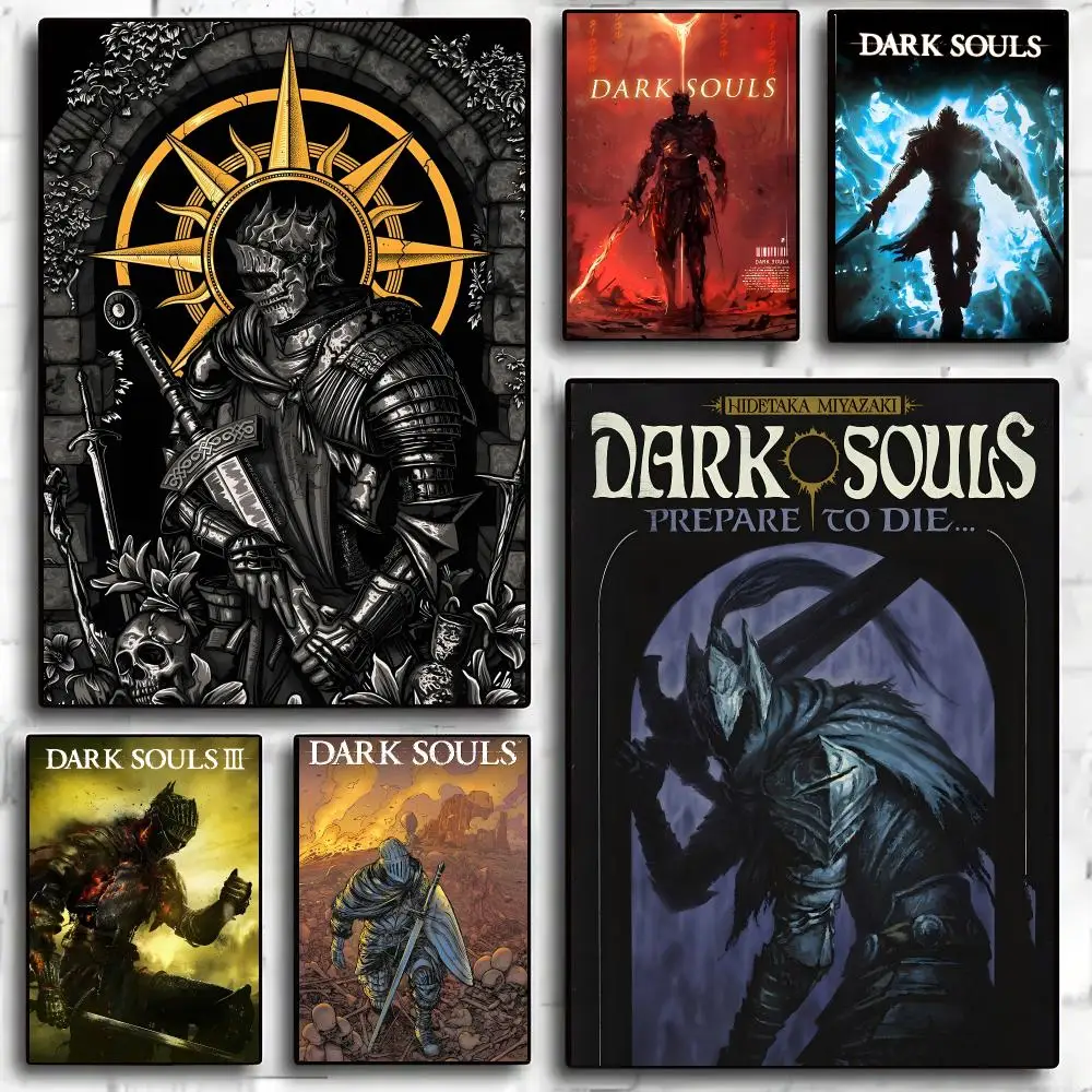 Dark Souls Game Dark Fantasy Poster Self-adhesive Advanced Aesthetic Printing Paper Wall Art for Living Room Home Decor