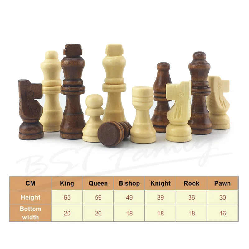 Luxury King Height  54/65/80/105mm Wooden Chess Game Chess Pieces Set Wooden Chess Set for Table Game Complete Chessmen