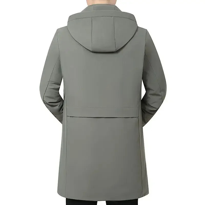 Parka com capuz com zíper masculino, casaco quente, roupa engrossa, roupas monocromáticas, marcas de luxo de alta qualidade, inverno