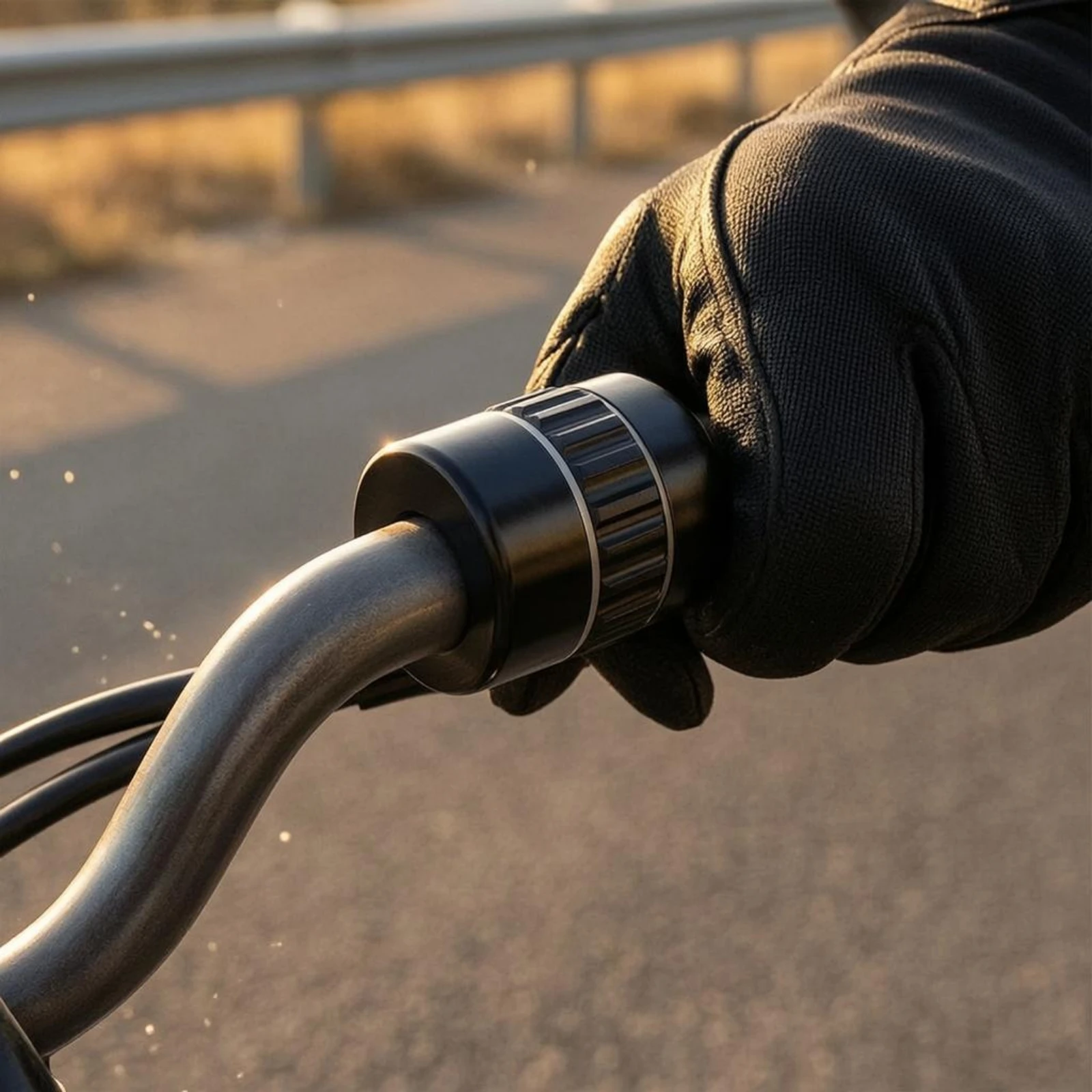 Motorcycle Handlebar End Plug Knurled Band Throttle-Lock Clamp Black Handlebar Insert Tapered Body Throttle Lock Grip view 2