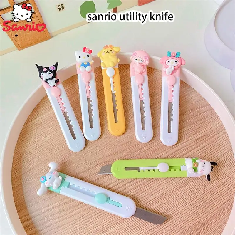 Sanrio Kuromi Hello Kitty Utility Knife My Melody Portable Cut Paper Unpack Express Unpack Pocket Knife Girl Anime Figure Gift