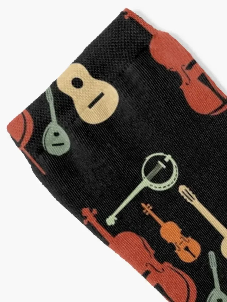 Bluegrass Instruments for Folk Bluegrass Country Music Fans Socks christmas gifts Toe sports Socks Girl Men's