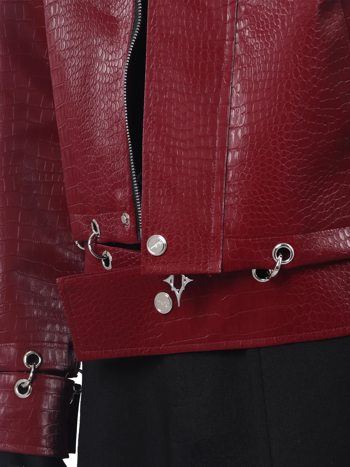 Original BlackClothes Men's PU Leather Jacket Shoulder Padded Crocodile Pattern Splicing Design Fashion Urban Style Autumn Coat