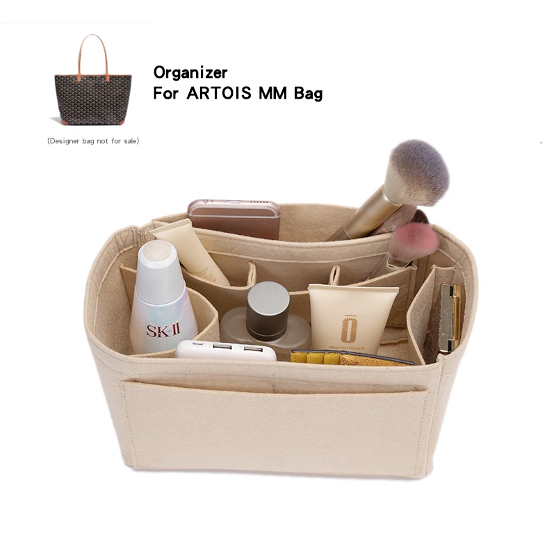 Organizador de insertos de fieltro para Goyad ARTOIS MM, bolsa de mano de viaje, moldeador de maquillaje, bolso de diseñador de lujo, monederos con forro interior