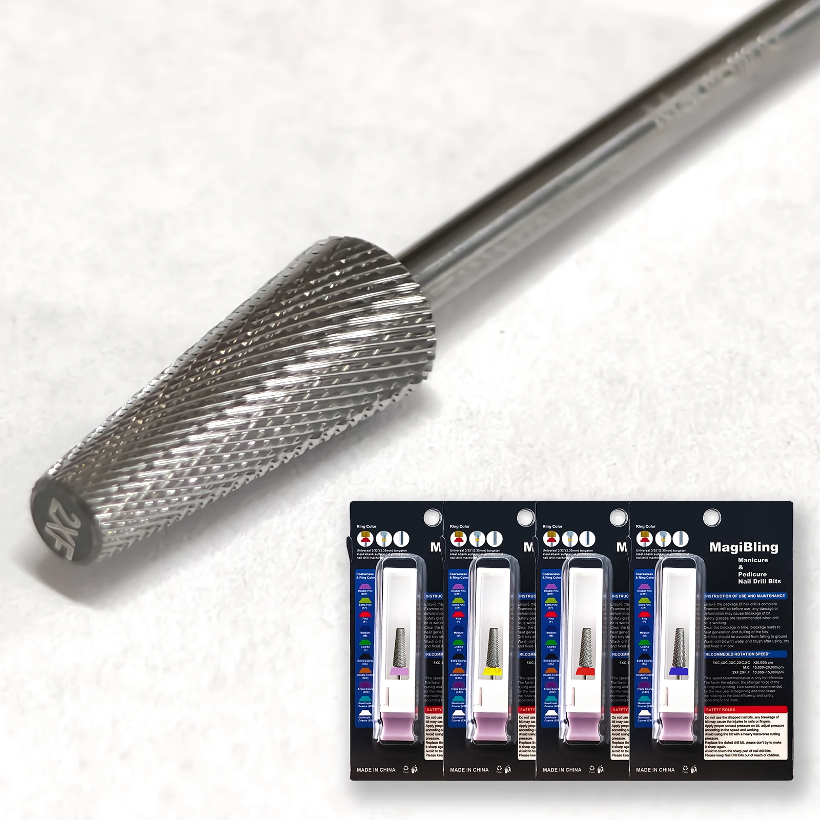 

MagiBling 16mm Carbide 5in1 Nail Drill Bits Cross Cut Milling Cutter Both Hands Use Acrylic Gel Removal Manicure Tools 3/32''