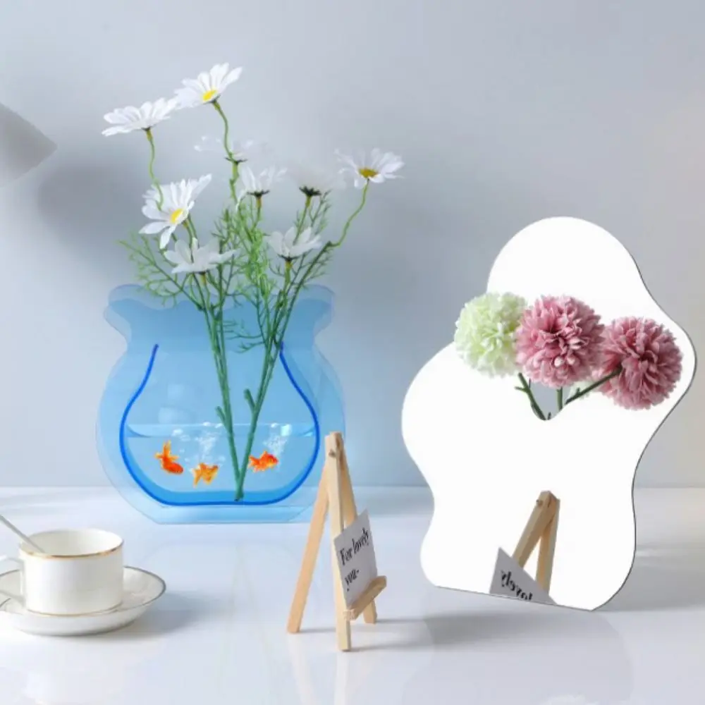 Acrylic transparent fish tank vase, office living room creative ornaments, flower bone shape vase fish tank (multi-color)