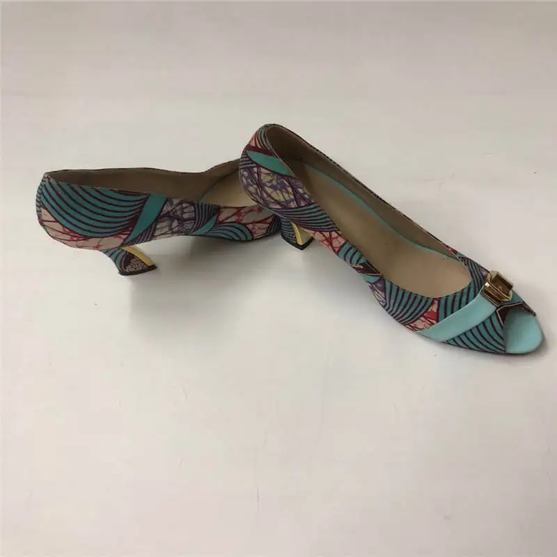 African Wax Prints Fabric Latest 100% Cotton Ankara Material 6 Yards With Women Clutch Bag And High Heels Lady Shoes Match Set.