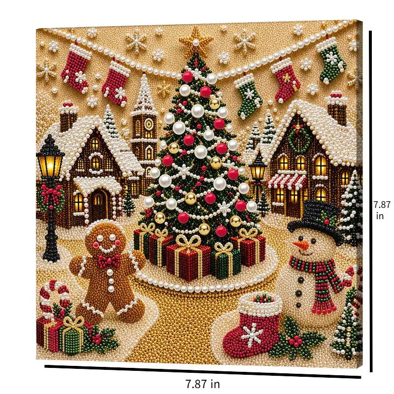 3D Christmas House Pearl Painting DIY Toys Set Santa Claus Christmas Tree Drill Wax Painting Handmade Home Wall Decoration Gifts