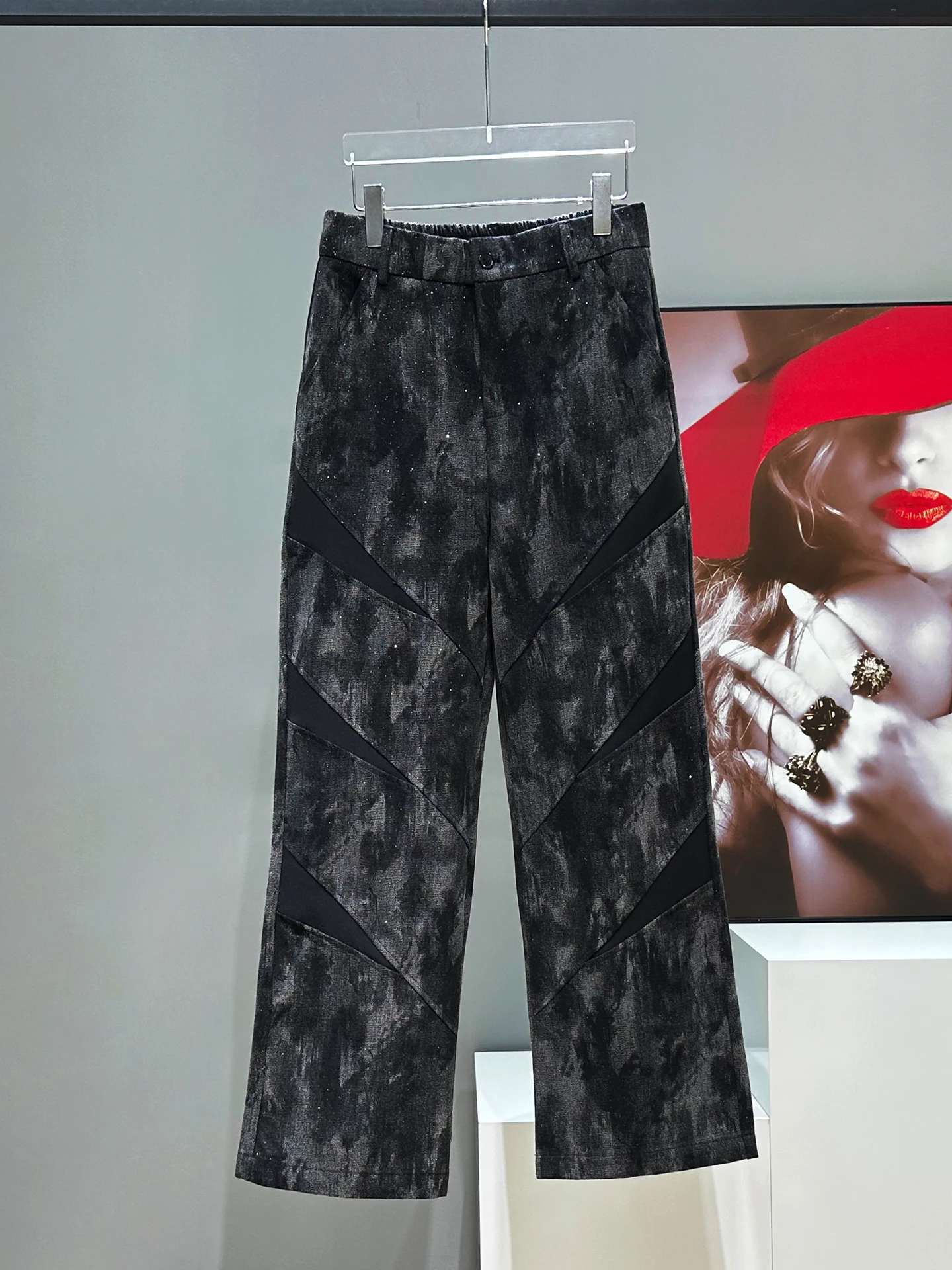 

Мужские джинсы в стиле ретро с золотистым узором тай-дай, прямые широкие брюки, повседневные, с высокой талией, длинные, модные молодежные джинсы