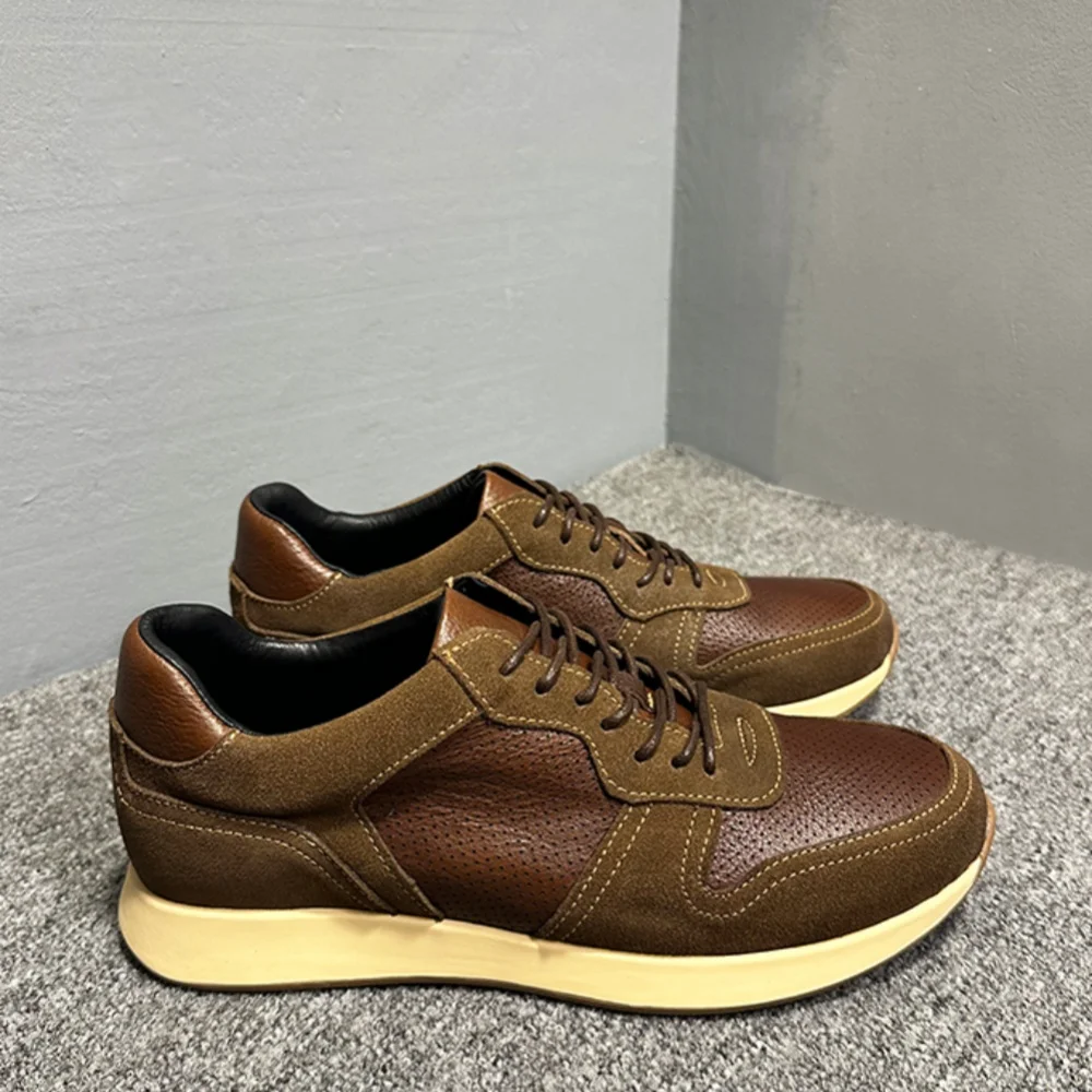 

Men's Full-grain Leather Retro Training Shoes Breathable Comfortable Soft Lining Casual Sports Footwear New Style