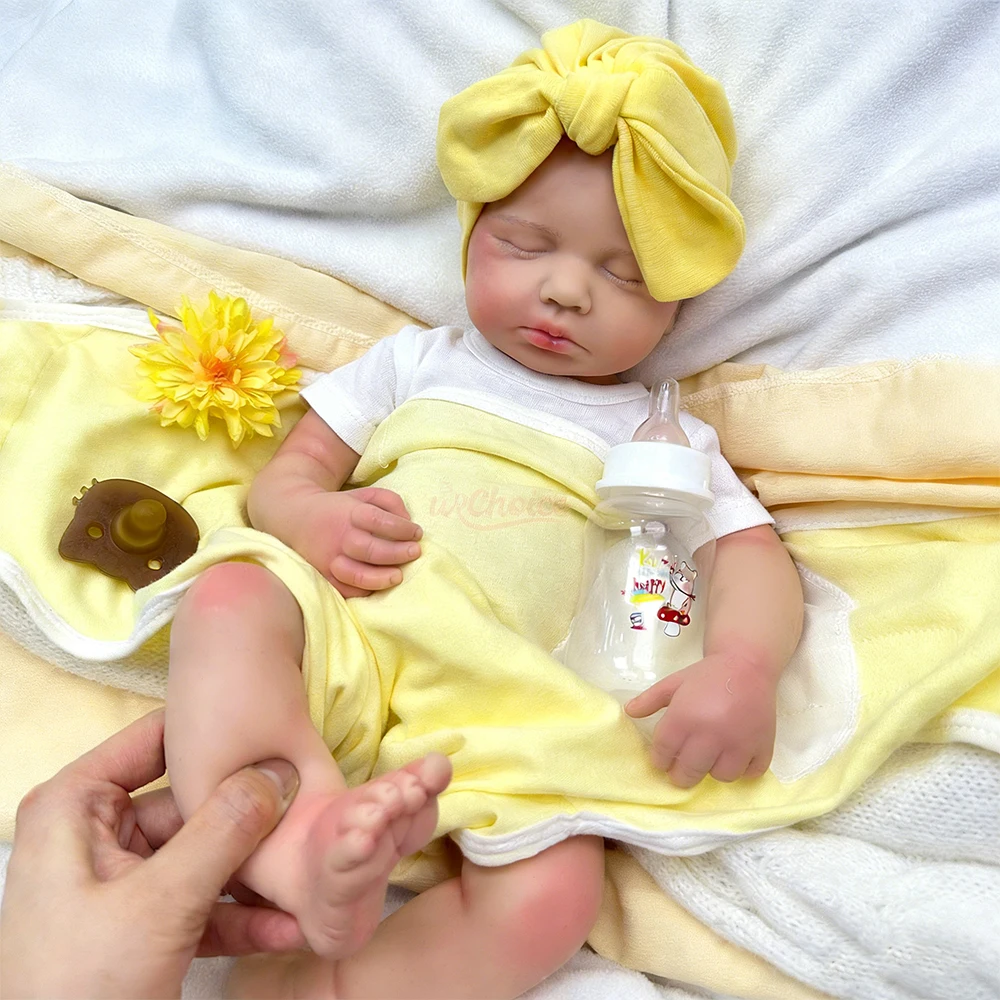 Can Use Pacifiers Loulou 50cm Full Silicone Reborn Baby Girl/Boy Soft Sleeping Newborn Doll Anatomically Correct for Collector