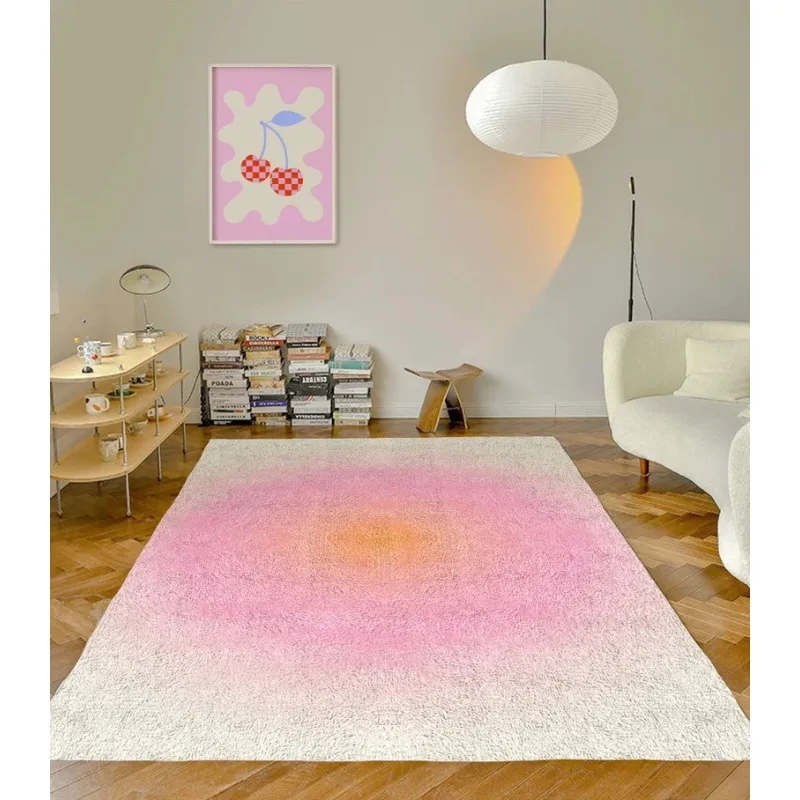 Weicher rosa minimalisti scher teppich funky moderner dänischer pastell dekor teppich schlafzimmer wohnzimmer teppich moderner y2k teppich plüsch trend iger akzent teppich