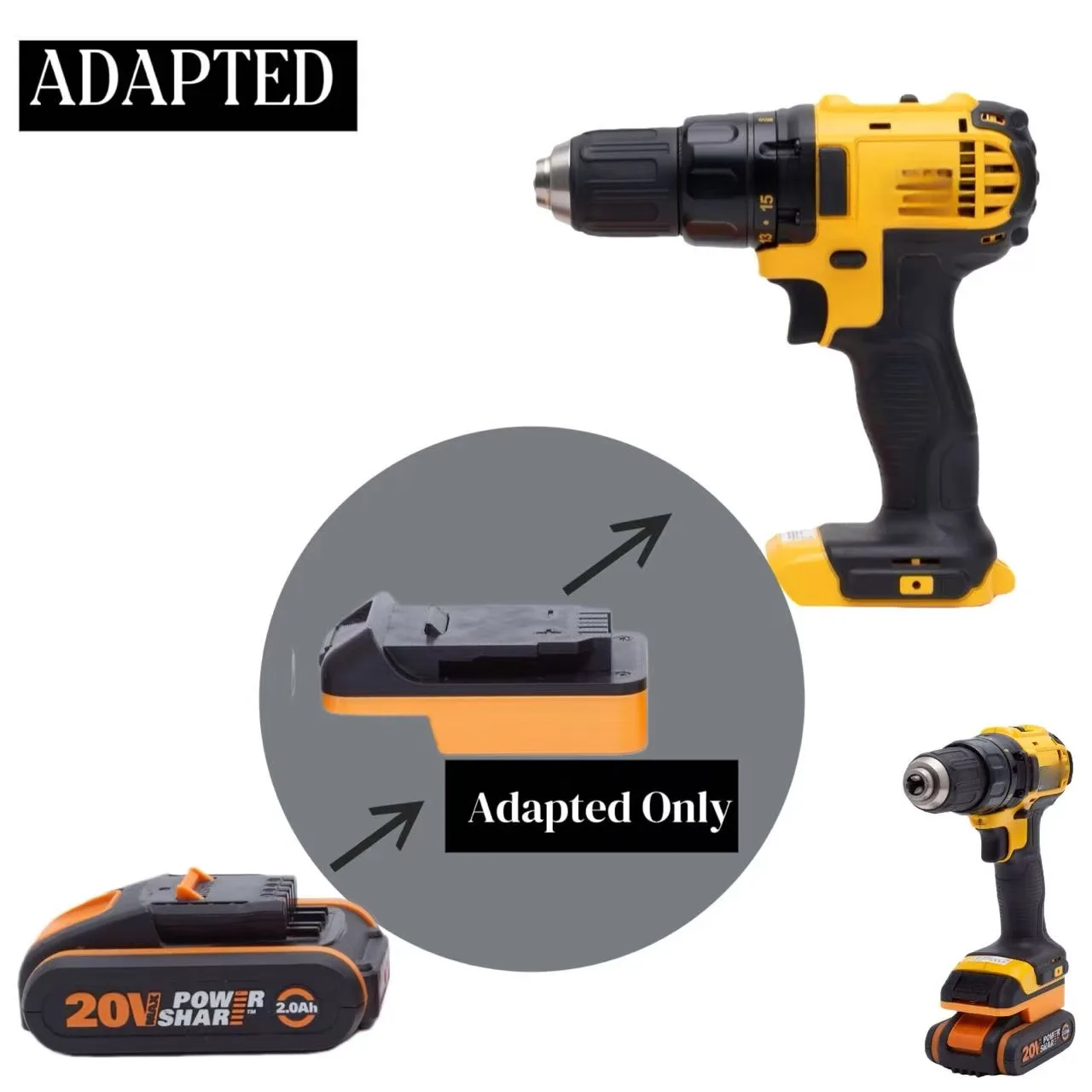 

Converter Battery Adapter for Worx 20V 4pin Battery to For Dewalt 18v/20V Power Tool (Without Battery& Tool )