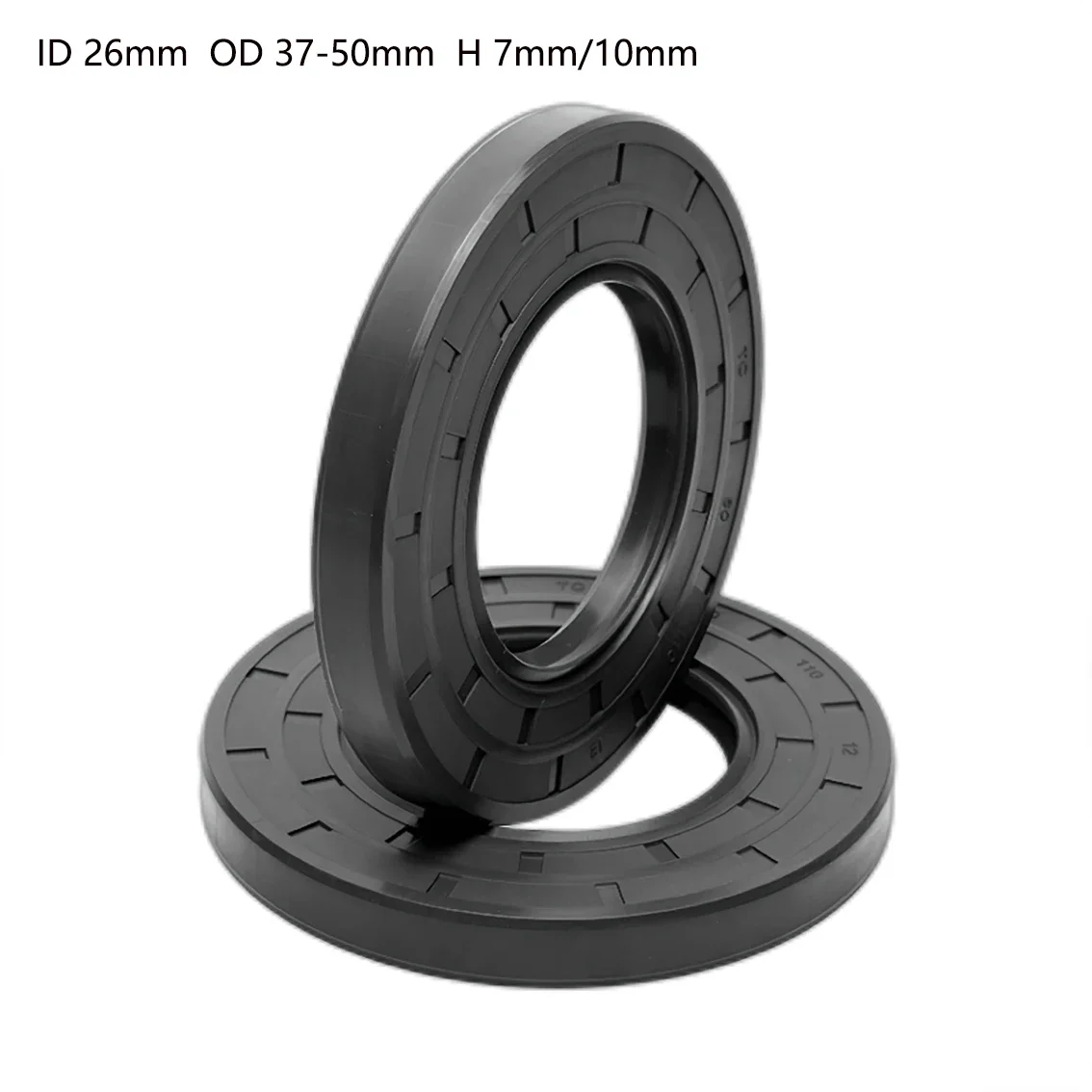 ID 26mm NBR Oil Seal TC-26*37/40/42/45/47/50*7/10mm TC/FB/TG4 Framework Black Nitrile Rubber Shaft Double Lip Seals Gasket 2Pcs