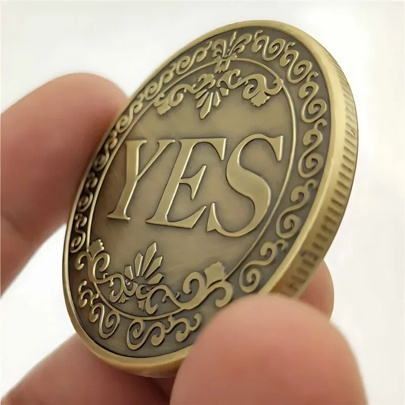 New Diameter 40mm Coin YES or NO Make Decision Commemorative Badge Double Sided Embossed Plating Collection Collect Coins Charm