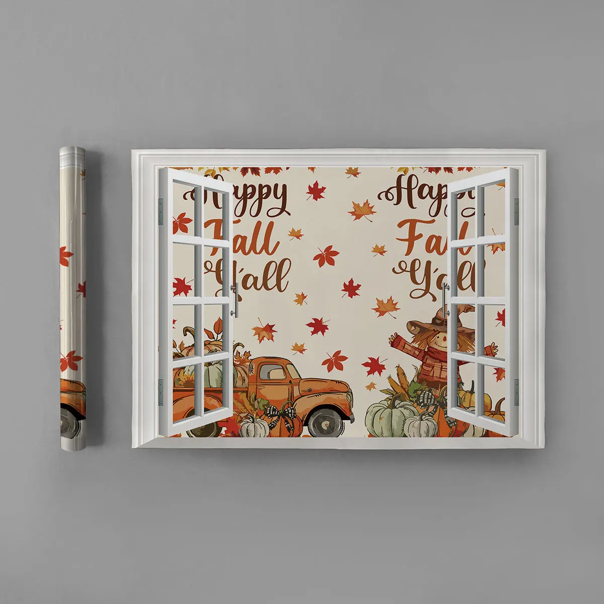 PVC self-adhesive wall stickers featuring an autumn harvest scene, suitable for windows and walls Waterproof and removable