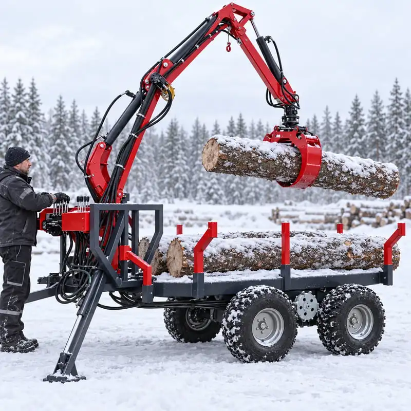 Rugged Timber Loading Crane Built for Log Yard Handling Customized with Precision Grab Control Hydraulic Log Loader