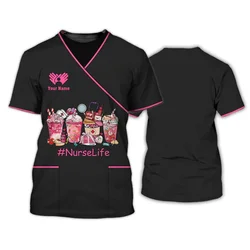 Heart Nurse 3D T Shirt Custom Nurse Uniform Nursing Tools Print Short Sleeve Black Pink Medical Scrubs Clothing Nurse Tshirt