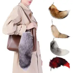 40CM Cartoon Cute Faux Fox Tail Keychain Pendant Handcrafted Faux Fur Tail Cosplay Renaissance Furry Tail Handbag Key Chain