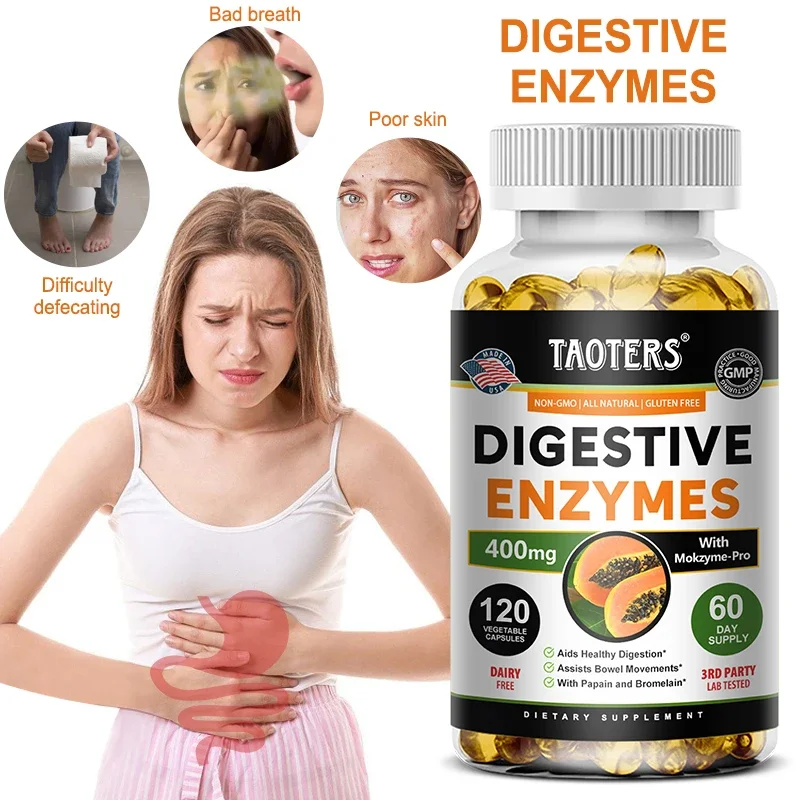 Digestive Enzymes - Aids in Bowel Movements, Metabolism, Nutrient Digestion and Intestinal Health for Adult Men and Women