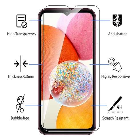 4 шт., чехол из закаленного стекла 9H для Samsung Galaxy A14, защитное стекло для Samsung Sumsung A54 A34 A14 A24, защитная пленка для экрана