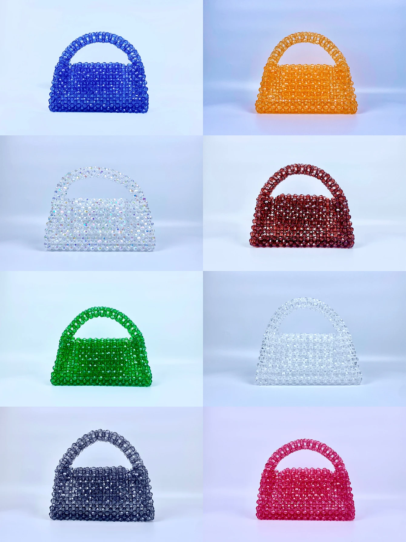 New French Casual Celebrity Elegant and High Quality Beaded Knitted Pillow Type Handheld Crossbody Dual Purpose Acrylic Bag