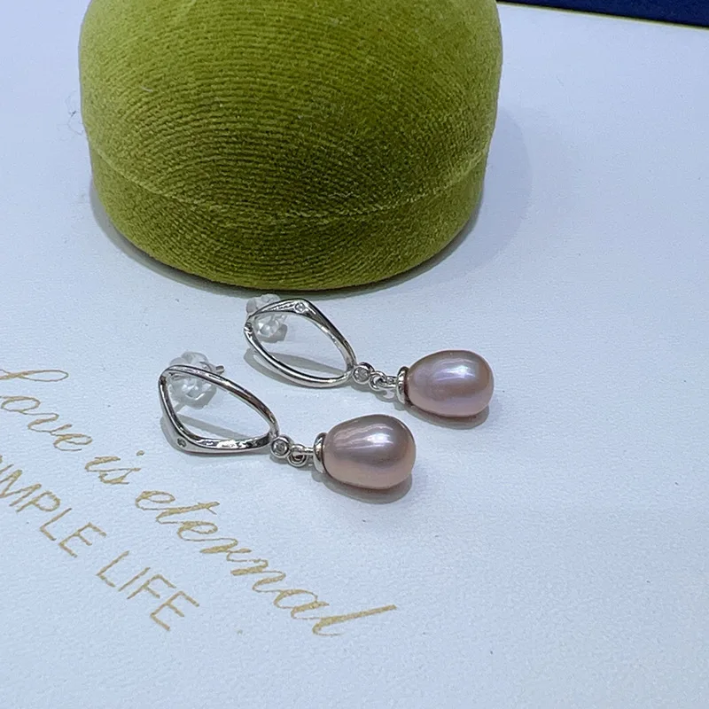 

Серьги из настоящего пресноводного рисового жемчуга для девочек, простые модные универсальные крючки для ушей