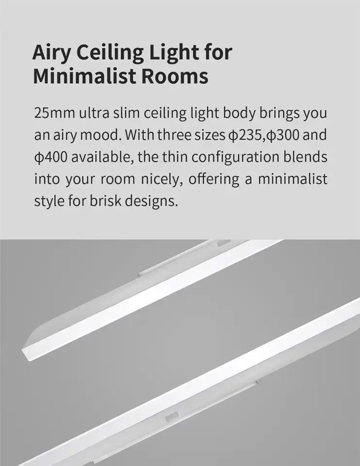 الإصدار العالمي Yeelight إضاءة سقف ذكية RGB Wifi 18 واط/21 واط قابلة للتعتم 2700-6500K رقيقة للغاية تحكم صوتي ذكي يعمل مع Mihome - 4