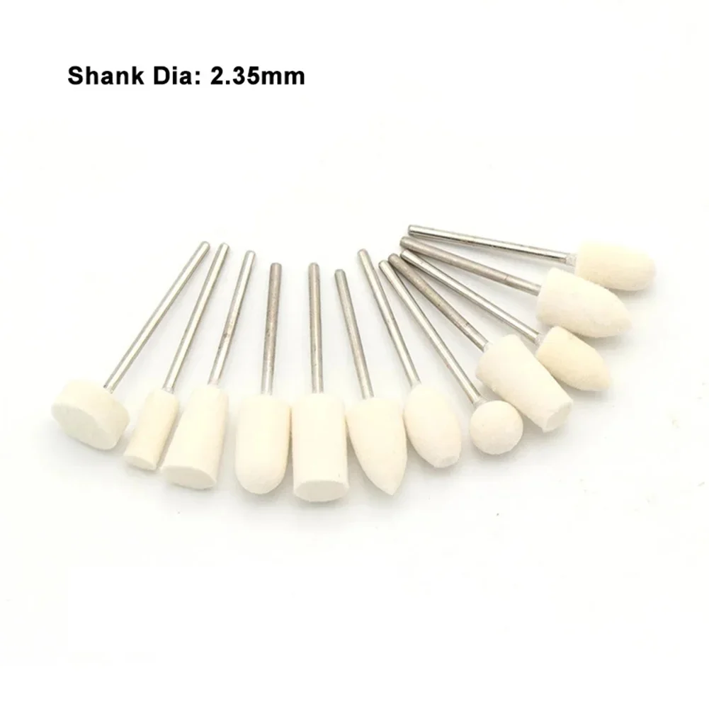 Home Garden Polishing Wheels Grinding Head 12Pcs Set Wool Smooth 2.35mm Rotary Tool Accessories Polishing Buffing