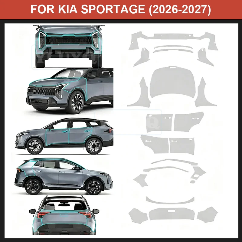 

For Kia Sportage 2026 2027 TPU Paint Protection Film PPU Pre-cut Anti-scratch Transparent Body Sticker Font Bumper Accessories