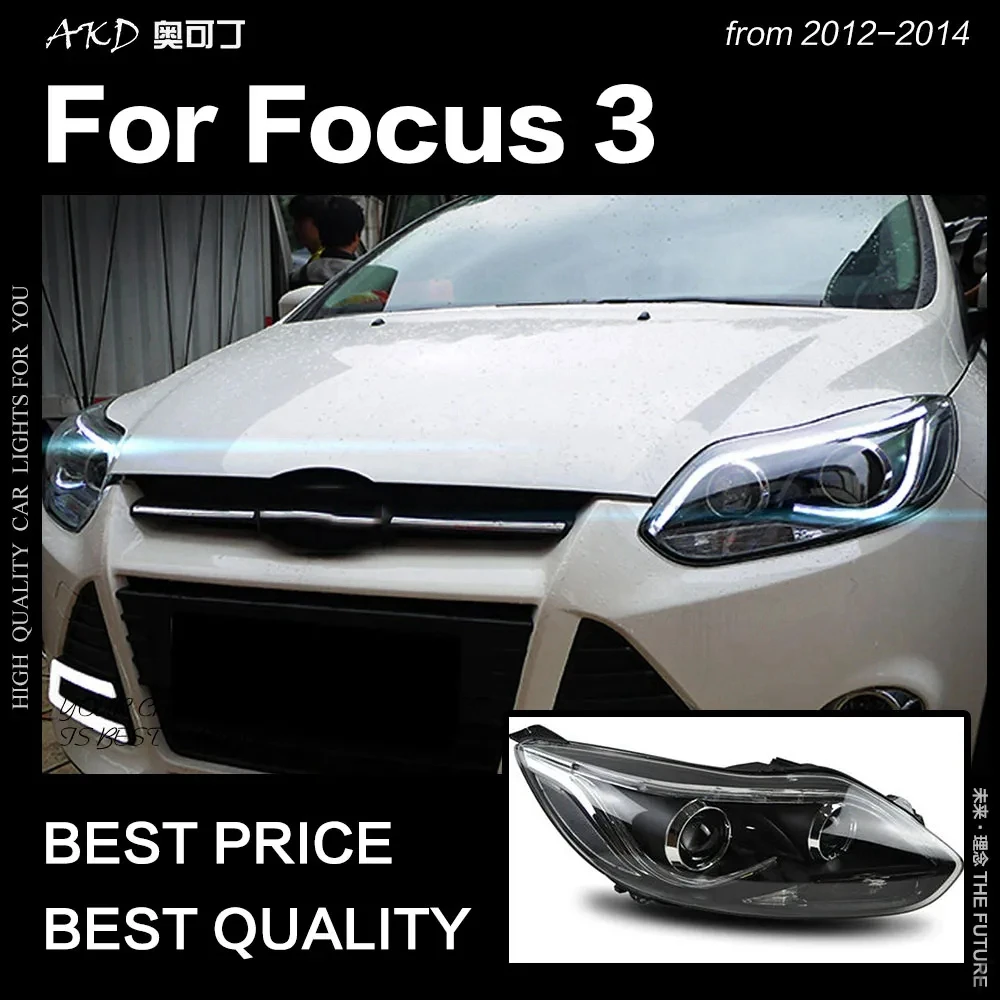 

AKD автостайлинг для Ford Focus фары 2012-2014 Focus 3 светодиодный фары DRL Hid фары ангельские глазки биксеноновые лучевые аксессуары